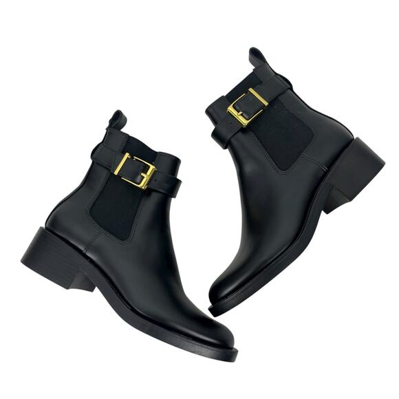 Mango Black Slip On Chelsea Boots Elastic Panel & Buckle Size 37/ 6.5 - Picture 6 of 12